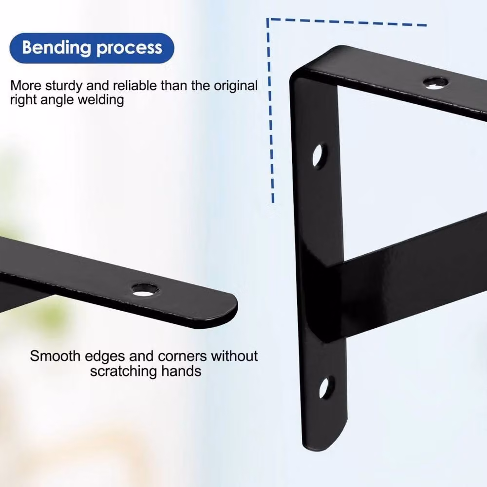 FLAVORA Matt Black Steel Wall Mounted Shelf Brackets, Width: 52 cm – 4