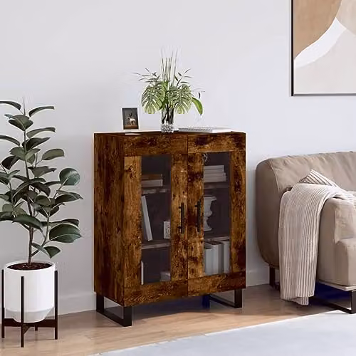 vidaXL Modern Sideboard in Brown Smoked Oak, W/D/H: 69.5 x 34.0 x 90.0 cm – 2