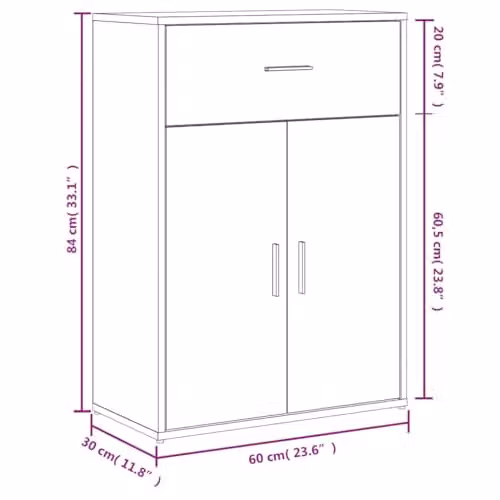 vidaXL Set of 2 Sonoma Oak Sideboards in Brown, W/D/H: 60 x 30 x 84 cm – 3
