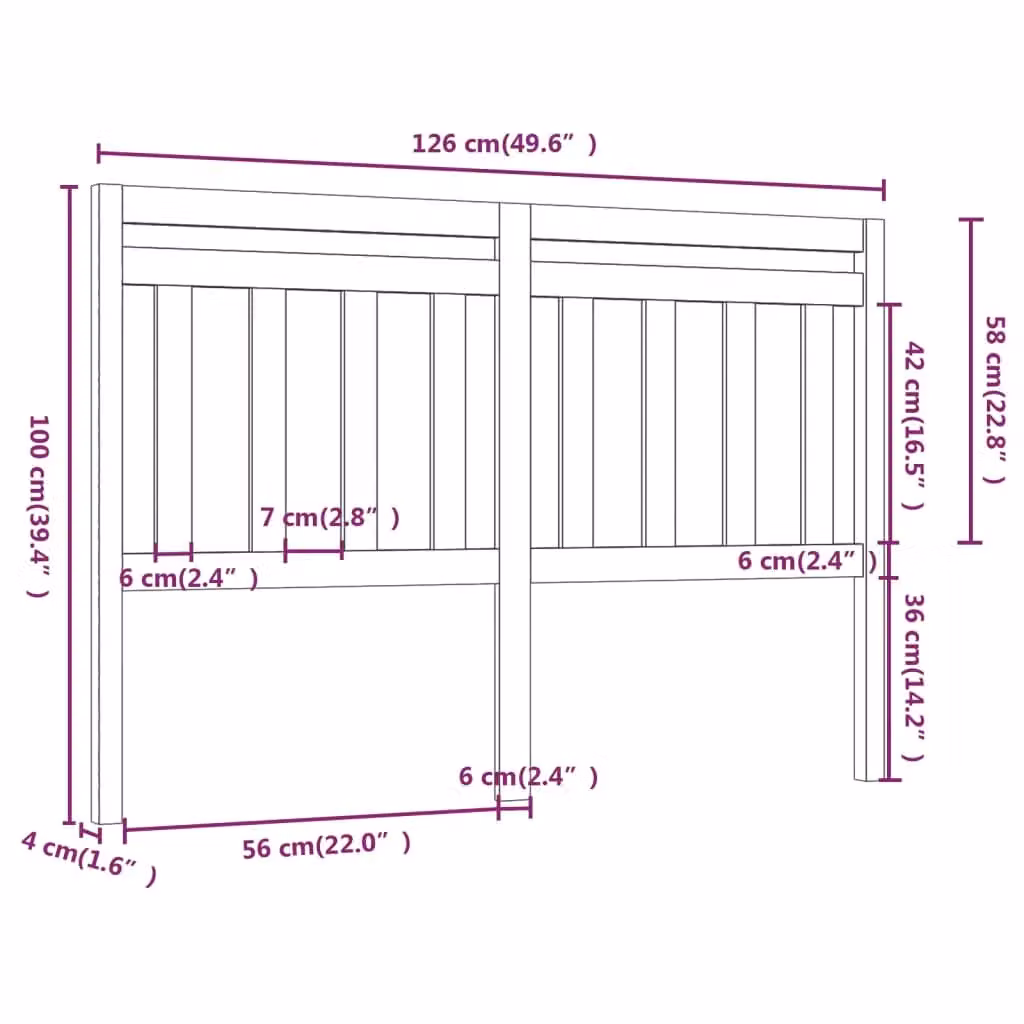Berkfield Home Black Solid Pine Wood Bed Headboard, W/D/H: 126 x 4 x 100 cm – 4