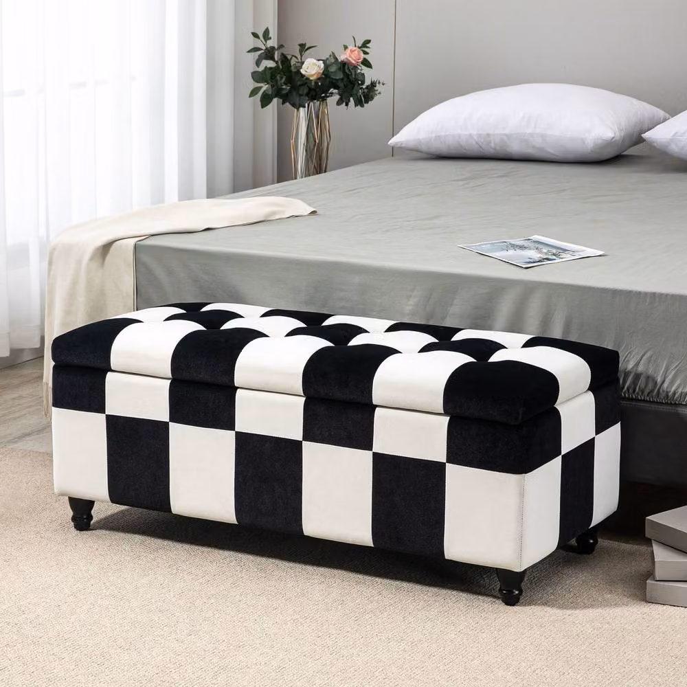 STILVORA Multicolour Storage Ottoman with Padded Top, Width: 114 cm – 2