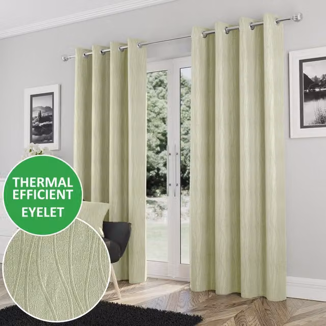 Enhanced Living Goodwood Eyelet Thermal Room Darkening Curtains, Green, W: 137 cm, H: 168 cm