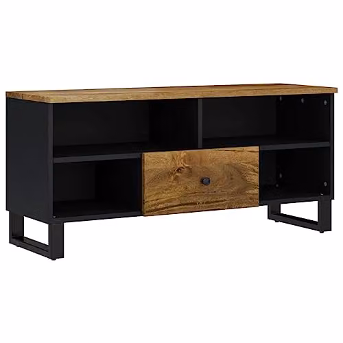 vidaXL Rustic Brown TV Cabinet made from Mango and Engineered Wood, W: 80 cm, D: 33 cm, H: 46 cm