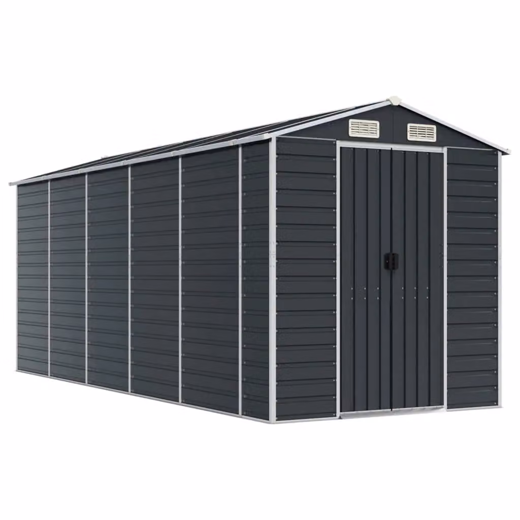 Berkfield Home Pent Garden Shed in Anthracite and Black Galvanised Steel, W/D/H: 470 x 191 x 198 cm – 2