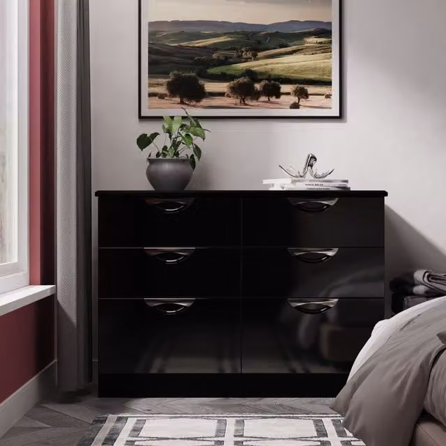 2 U Holborn 6 Drawer Wide Chest in Black – 1