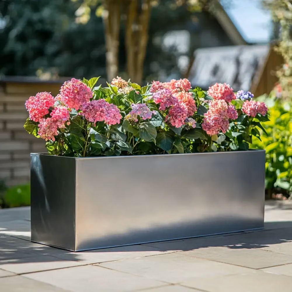 Tulipy Galvanised Steel Trough Planter, Silver, L100 x W40 x H40 cm – 5