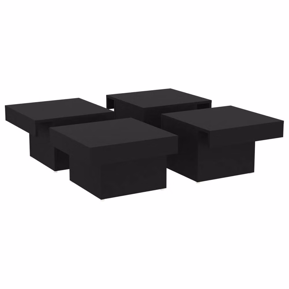 Berkfield Home Modern Black Square Coffee Table in Matt Composite Wood W/D/H: 90 x 90 x 28 cm – 4