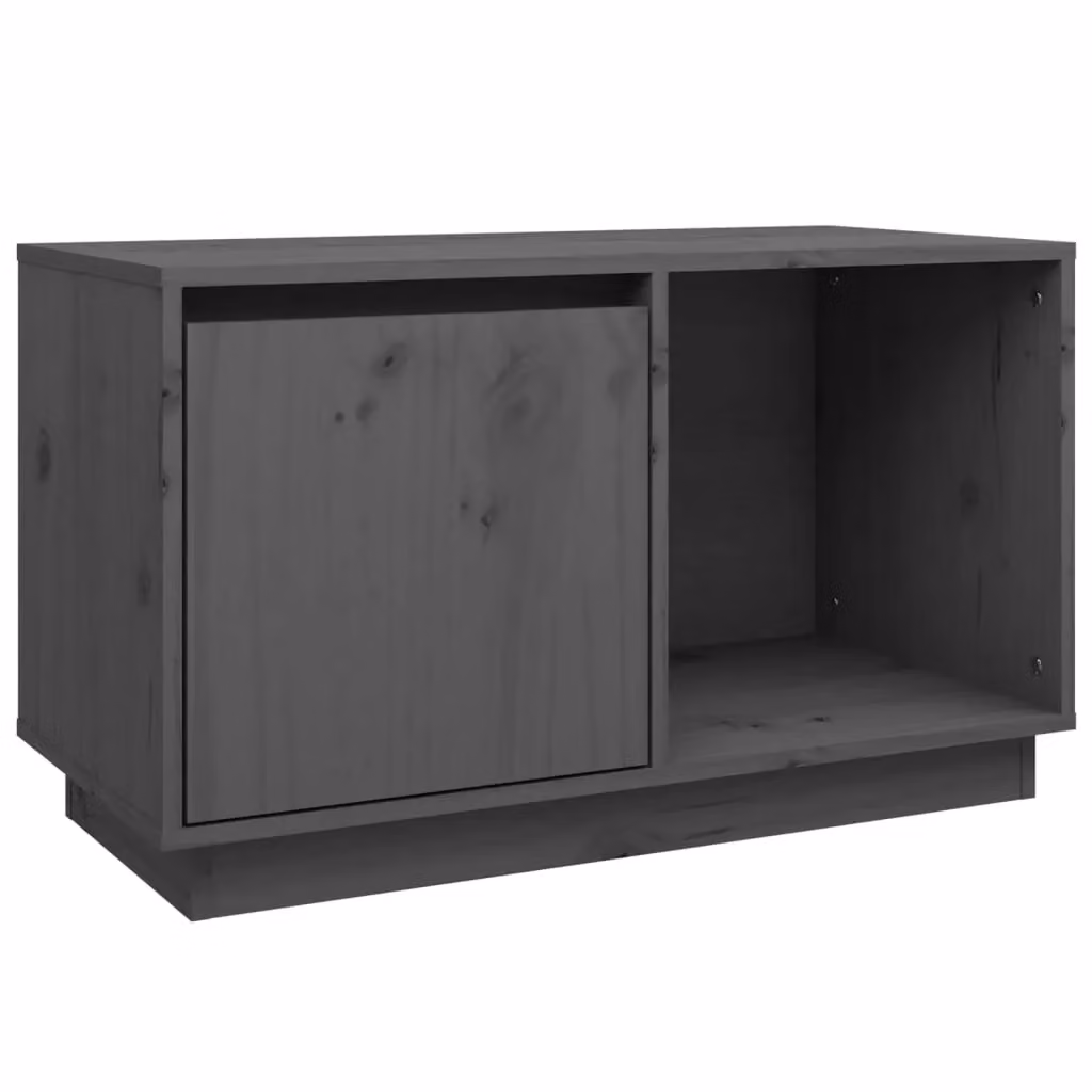 Berkfield Home Grey Rustic Solid Wood Pine TV Cabinet W/D/H: 74 x 35 x 44 cm – 2