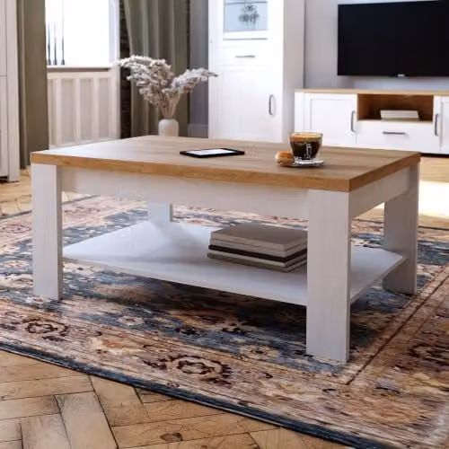 Forte Bohol Country House Style Coffee Table in Riviera Oak and Sibiu Larch Light Wood, W: 100 cm, D: 60 cm, H: 45.7 cm – 1