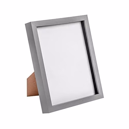 Nicola Spring Modern Rectangular 3D Shadow Box Photo Frame, Grey, W/D/H: 27.5 x 22.5 x 3.5 cm – 1