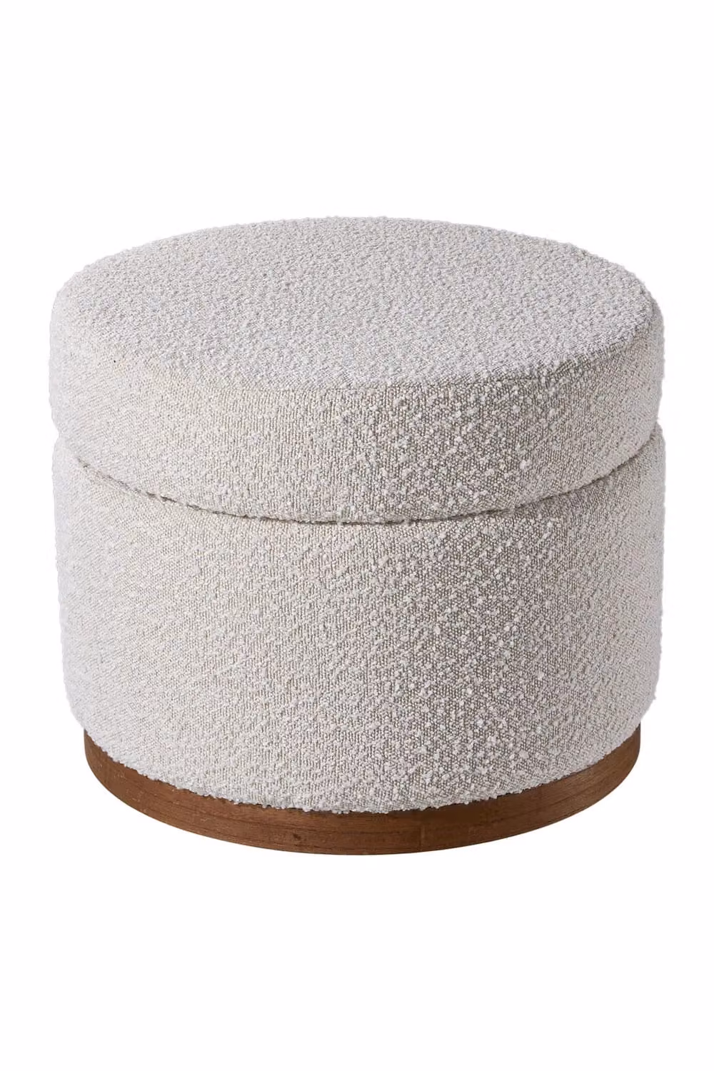 Living and Home Round Beige Bouclé Fabric Ottoman Storage Stool Seat W/D/H: 53 x 53 x 42 cm – 2