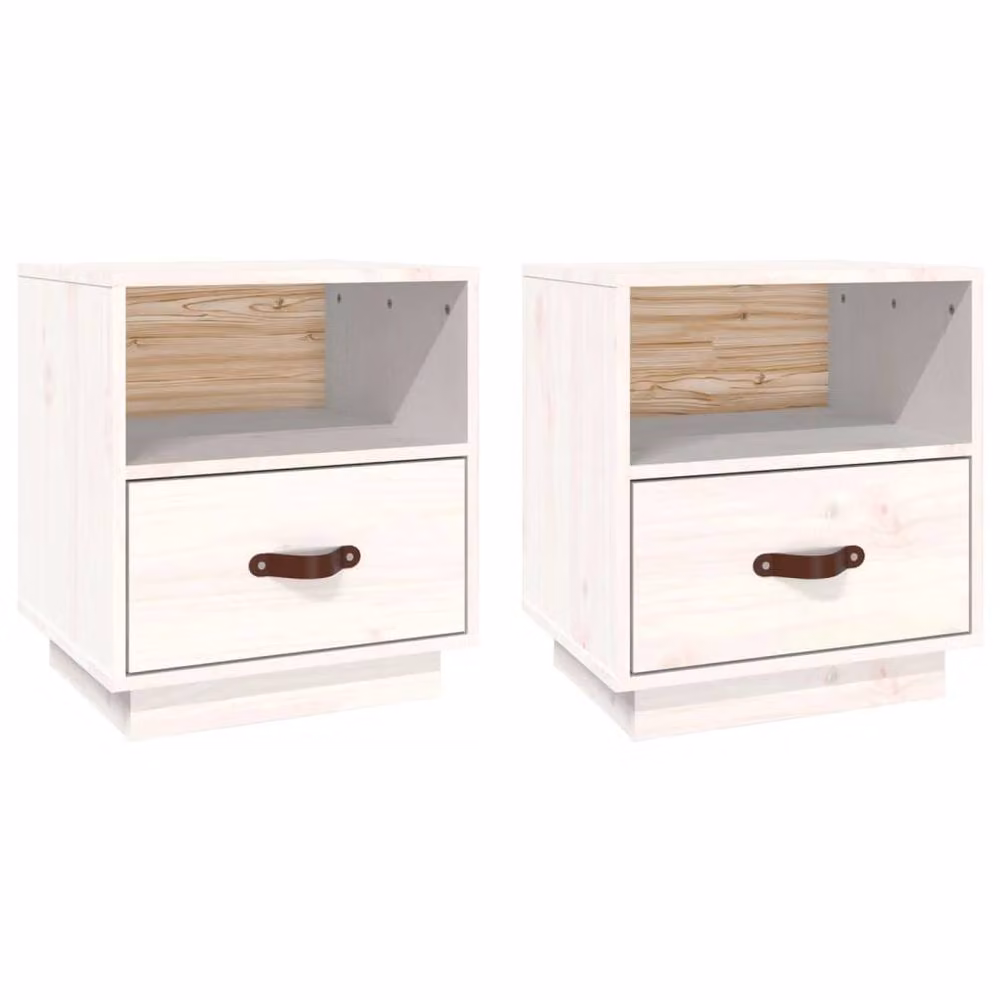 Berkfield Home Beautiful Bedside Cabinets, Set of 2, White Solid Pine Wood, W/D/H: 40 x 34 x 45 cm – 2