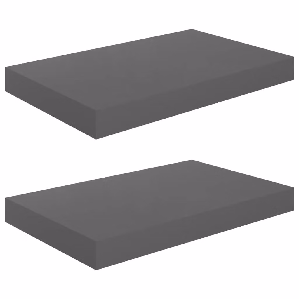 Berkfield Home Set of 2 High Gloss Grey Floating Wall Shelves, W: 40 cm, D: 23 cm, H: 3.8 cm – 1