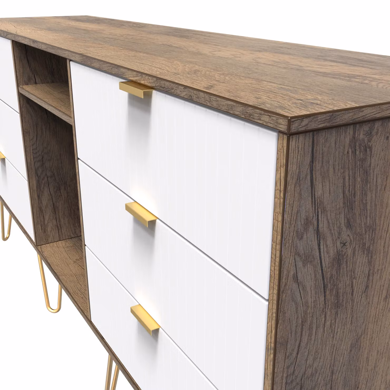 2 U Bexley Ready Assembled 6 Drawer Sideboard in Gold and Multicolour – 3