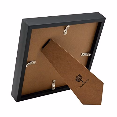 Nicola Spring Pack of 5 Black Square 3D Shadow Box Photo Frames for Crafts and Keepsakes – 8