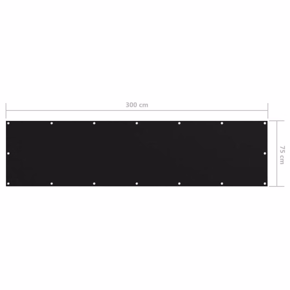 Berkfield Home Modern Balcony Screen in Black Oxford Fabric, W: 75 cm, L: 300 cm – 3