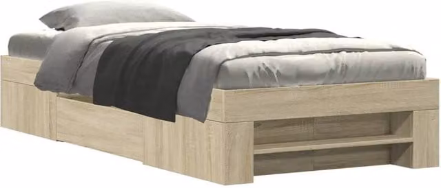 Berkfield Home Sonoma Oak Single Bed Frame in Light Tan, W/D/H: 90 x 190 cm – 1