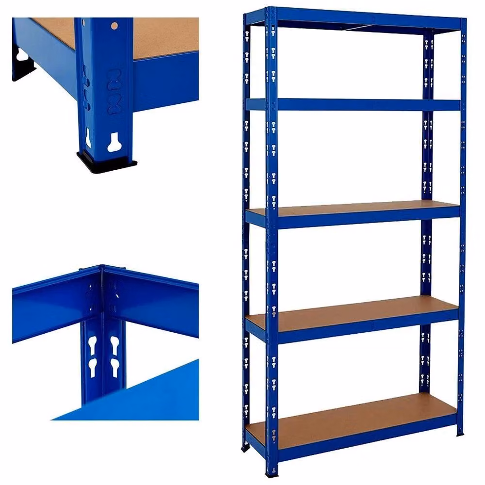 EONLION Heavy Duty 5-Tier Metal Garage Shelving in Blue, W: 100 cm, D: 40 cm – 3