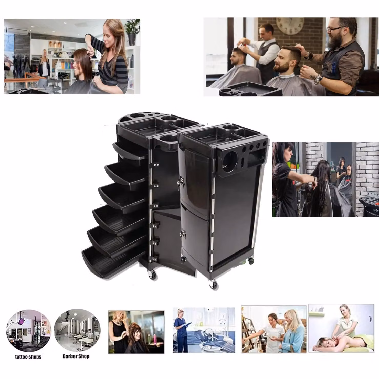 Hygrad Lockable Barber and Beauty Salon Storage Trolley Cabinet in Black – 3
