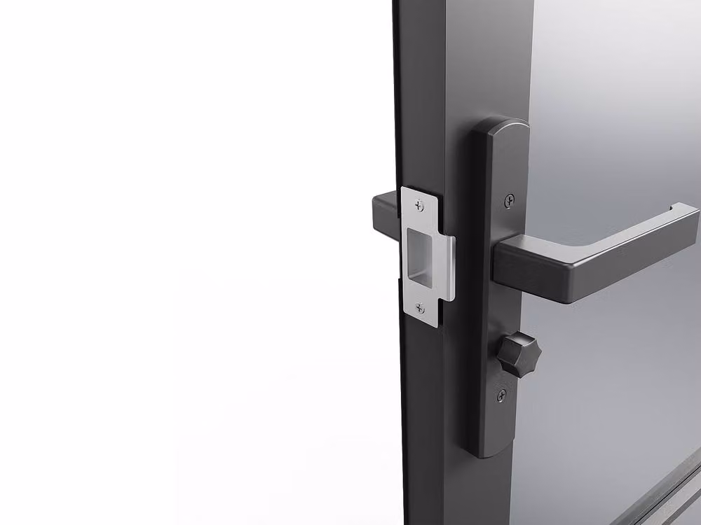 Vente-unique Reversible Double Door Block Cabinet in Black Aluminium and Smoked Glass – 4