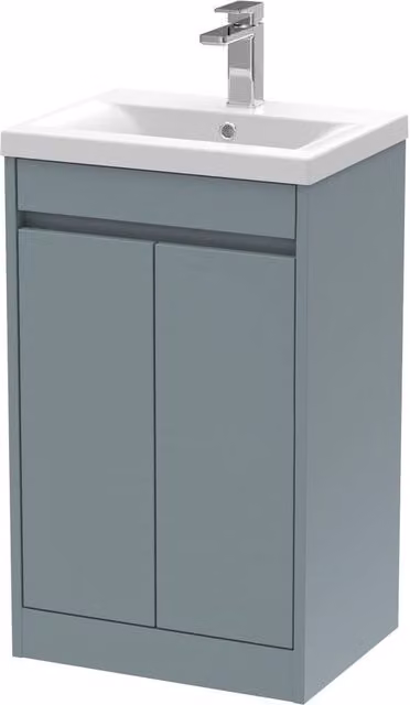 Balterley Chartley 2 Door Freestanding Bathroom Vanity Unit with Mid Edge Basin, Coastal Grey, W/D/H: 52 x 39.5 x 83.5 cm – 1