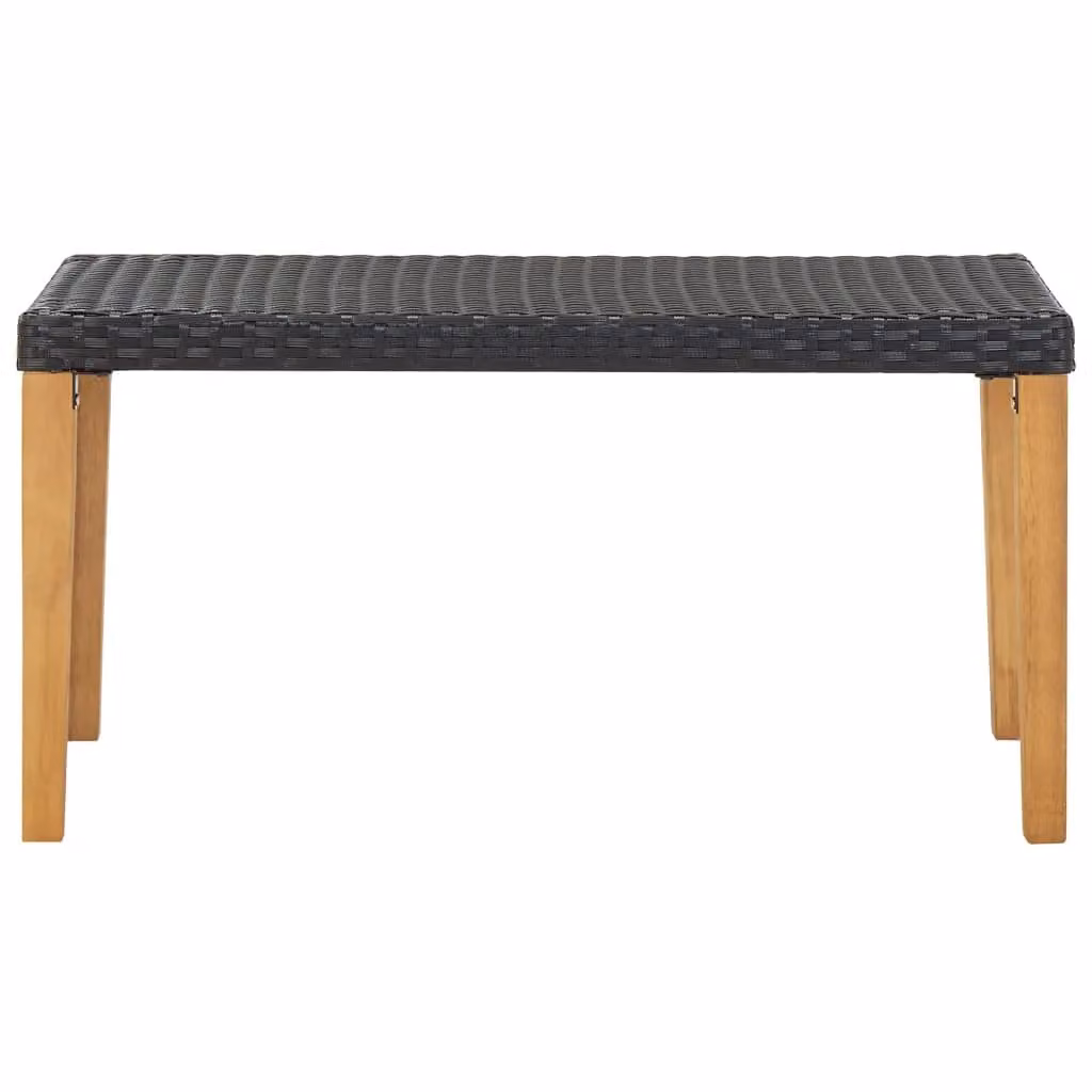 Berkfield Home Modern Garden Bench in Black Poly Rattan and Solid Acacia Wood, Width: 120 cm – 2