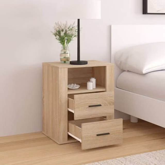 Berkfield Home Classic Bedside Cabinet in Sonoma Oak, Brown, W/D/H: 50 x 36 x 60 cm