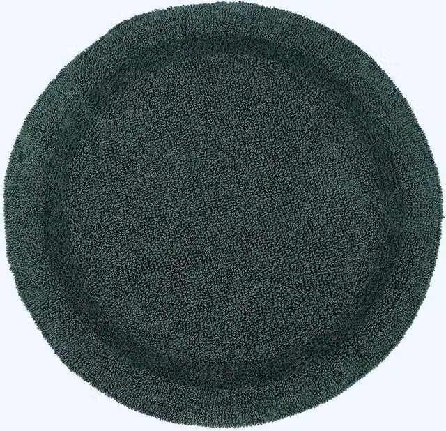 Homescapes Luxury Round Cotton Bath Mat, Green, Diameter: 80 cm