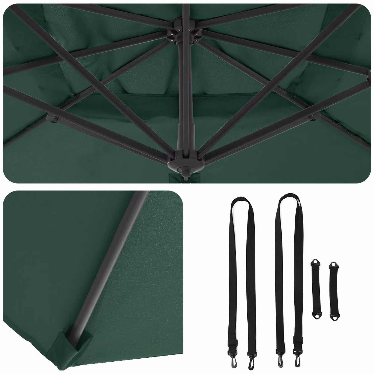 Berkfield Home Green Cantilever Garden Umbrella with Polyester Fabric and Metal Frame – 4