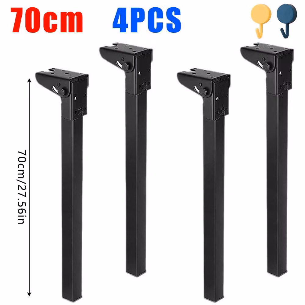 Ventryn Set of 4 Heavy Duty Metal Folding Table Legs in Black, Height: 70 cm – 2