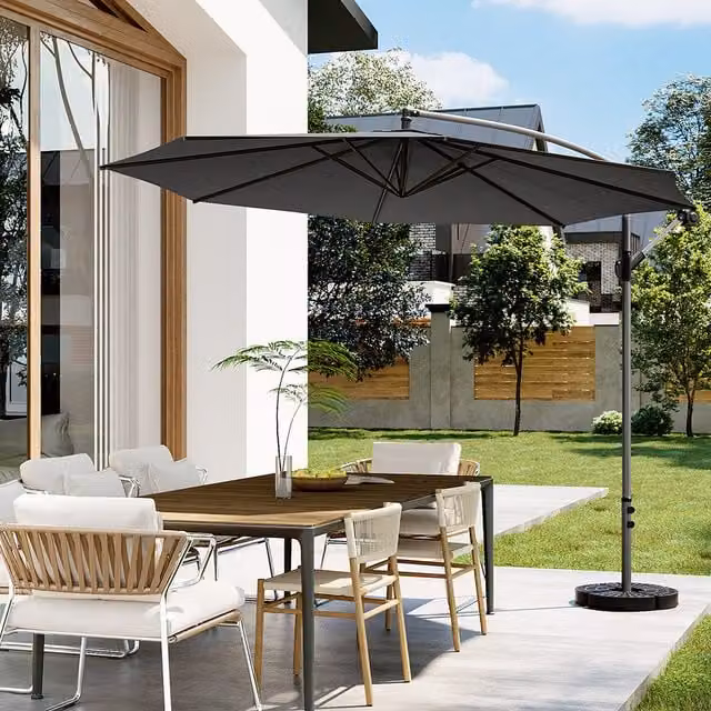Breeins 3m Grey Cantilever Parasol with Fillable Plastic Base