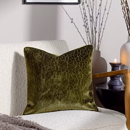 HOEM Malans Cut Velvet Piped Cushion in Green, W/D/H: 45 x 45 x 45 cm – 5