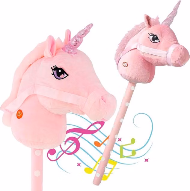 The Magic Toy Shop Interactive Pink Unicorn Plush Rocker with Sound Effects