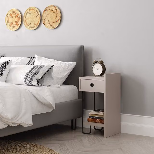 Decortie Sirius Modern Bedside Table in Grey, W/D/H: 32 x 30 x 60 cm – 1