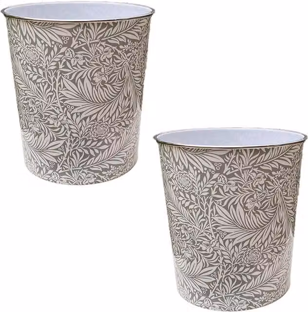 MantraRaj Pack of 2 Plastic Waste Baskets, 7.7L, Grey and Silver