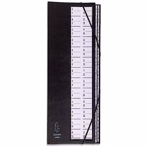 Exacompta Black Harmonika Multipart File with 26 A-Z Sections for A4 Documents, 300gsm Pressboard, W: 23.5 cm, H: 33.5 cm