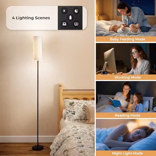 Emitto Black LED Floor Lamp with Remote Control and Foot Switch, Bulb Included, H 173 cm x W 18 cm x D 18 cm – 5