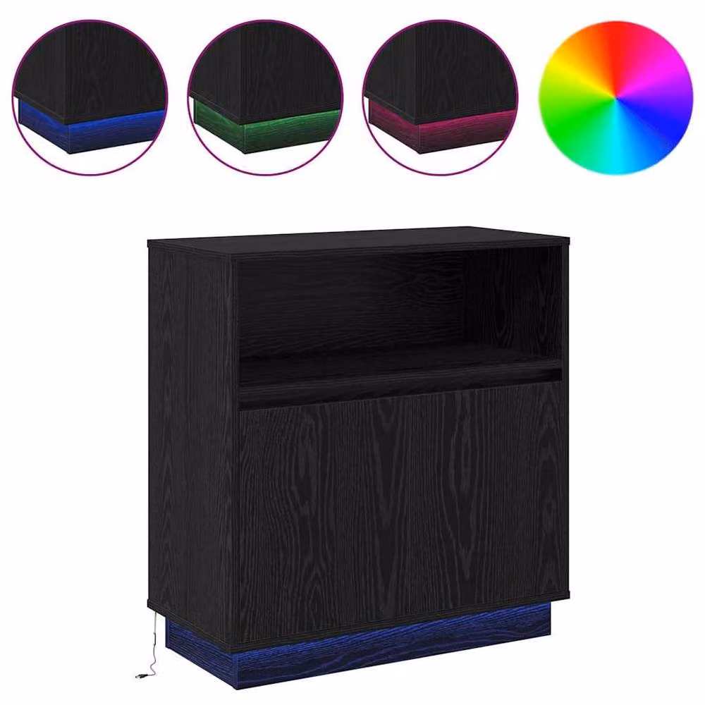 Berkfield Home Modern Black Oak Sideboard with Integrated LED Lighting, W/D/H: 75 x 34.5 x 71 cm – 3