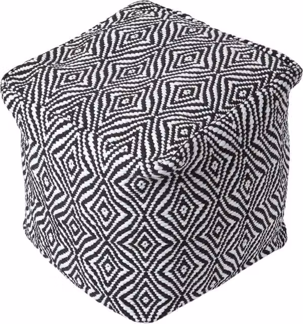 Homescapes Trance Diamond Pattern Bean Filled Pouffe in Black and White