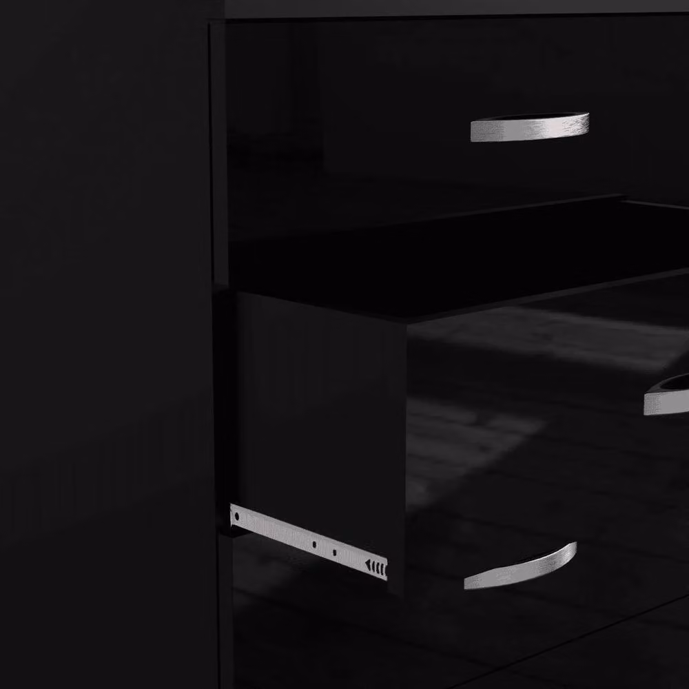 FLAVORA High Gloss Modern Bedroom Chest of Drawers in Black W/D/H: 100 x 40 x 68.5 cm – 2