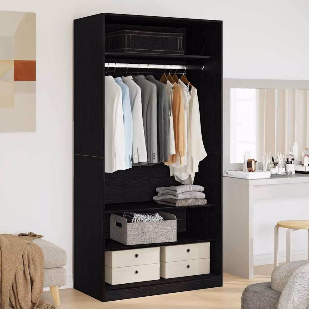 Berkfield Home Black Modern Wardrobe with Integrated Drawers and Internal Shelves, W/D/H: 100 x 50 x 200 cm – 2