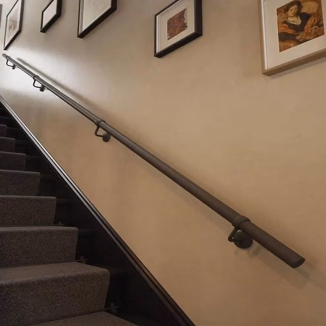 Forgeworks Textured Grey Steel Indoor Modern Stair Handrail Kit, 3.6m – 1