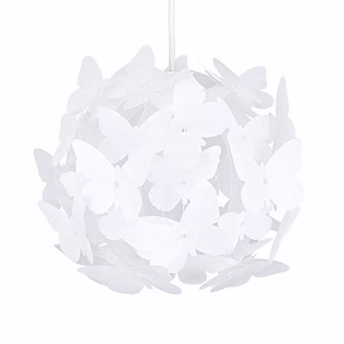 MiniSun Modern Sphere Ceiling Light Shade with White and Multicolour Butterflies, Shade Width: 31.5 cm
