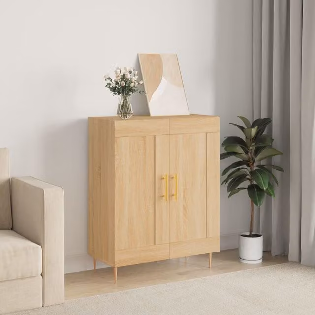 Berkfield Home Sonoma Oak Sideboard in Brown, W: 69.5 cm, D: 34 cm, H: 90 cm