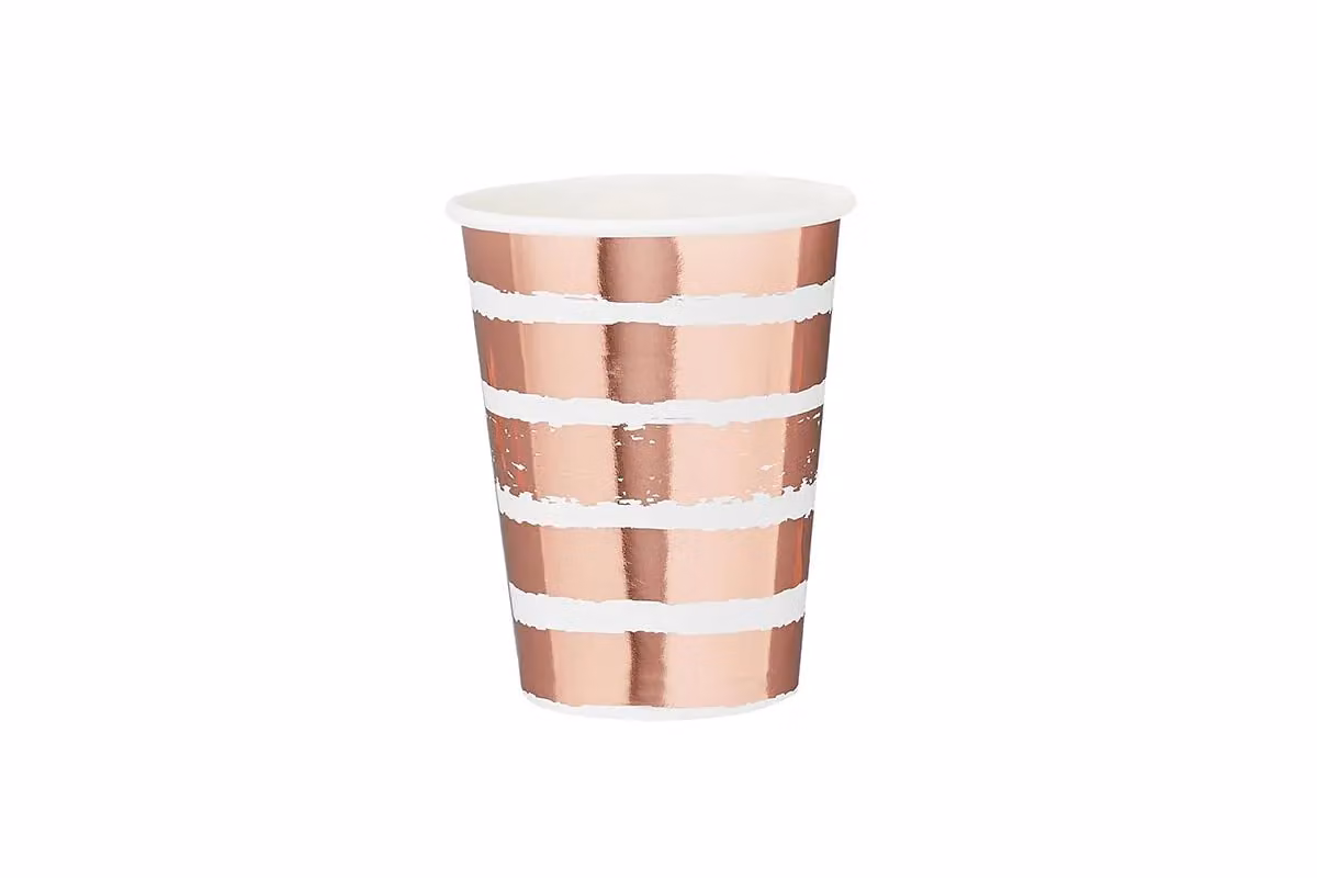 Club Green Gold Striped Paper Cups, Pack of 8 – 2