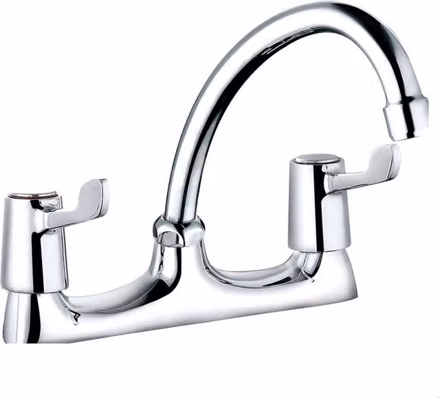 Balterley Dual Handle Lever Deck Mounted Sink Mixer Tap in Chrome with Swivel Spout