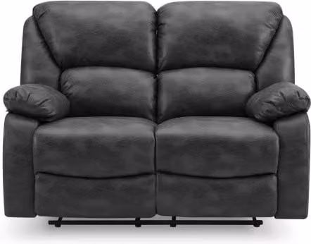 TGC George Black Faux Leather 2 Seater Manual Recliner Sofa