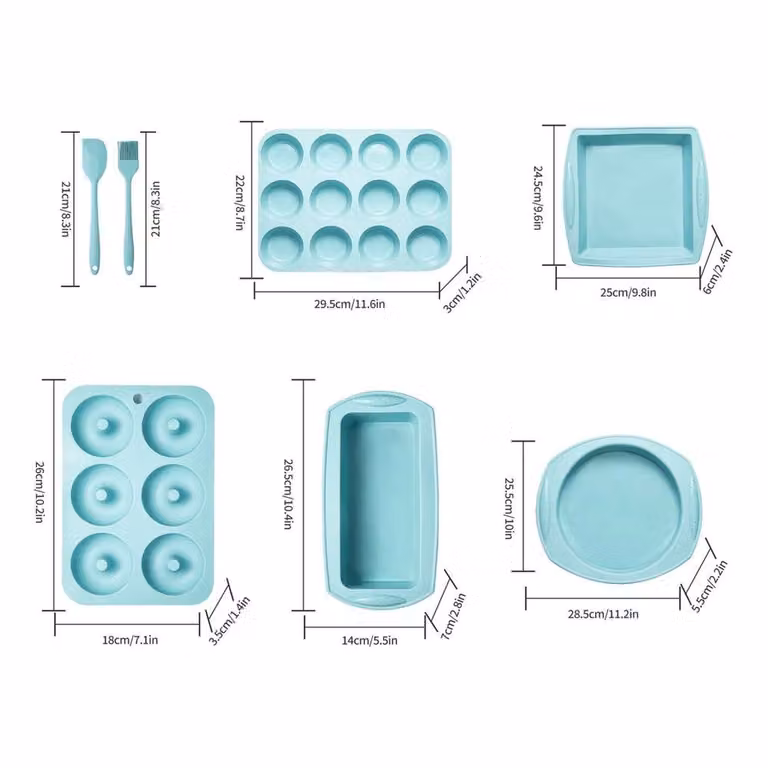 SPETLEK 7-in-1 Non-stick Silicone Cake Tin and Baking Set in Aqua