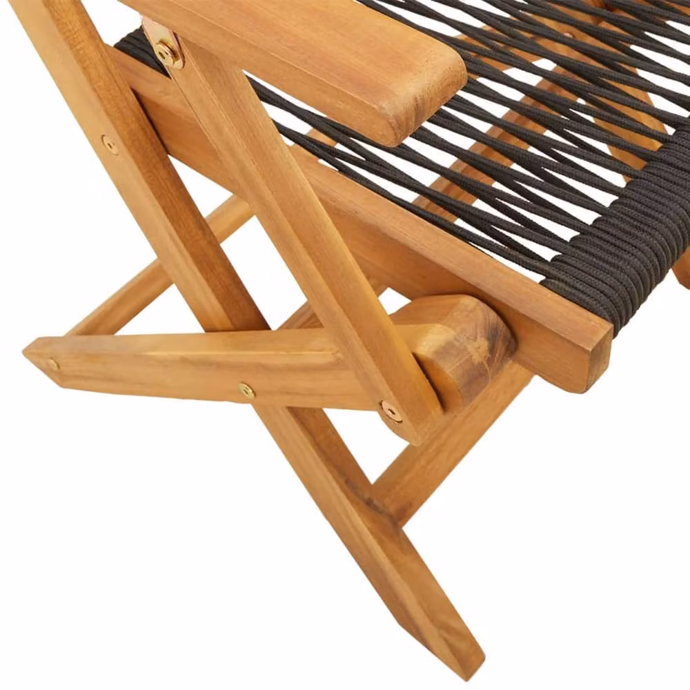 Berkfield Home Beautiful 3 Piece Modern Garden Bistro Set in Black and Brown with Acacia Wood and Polypropylene – 5