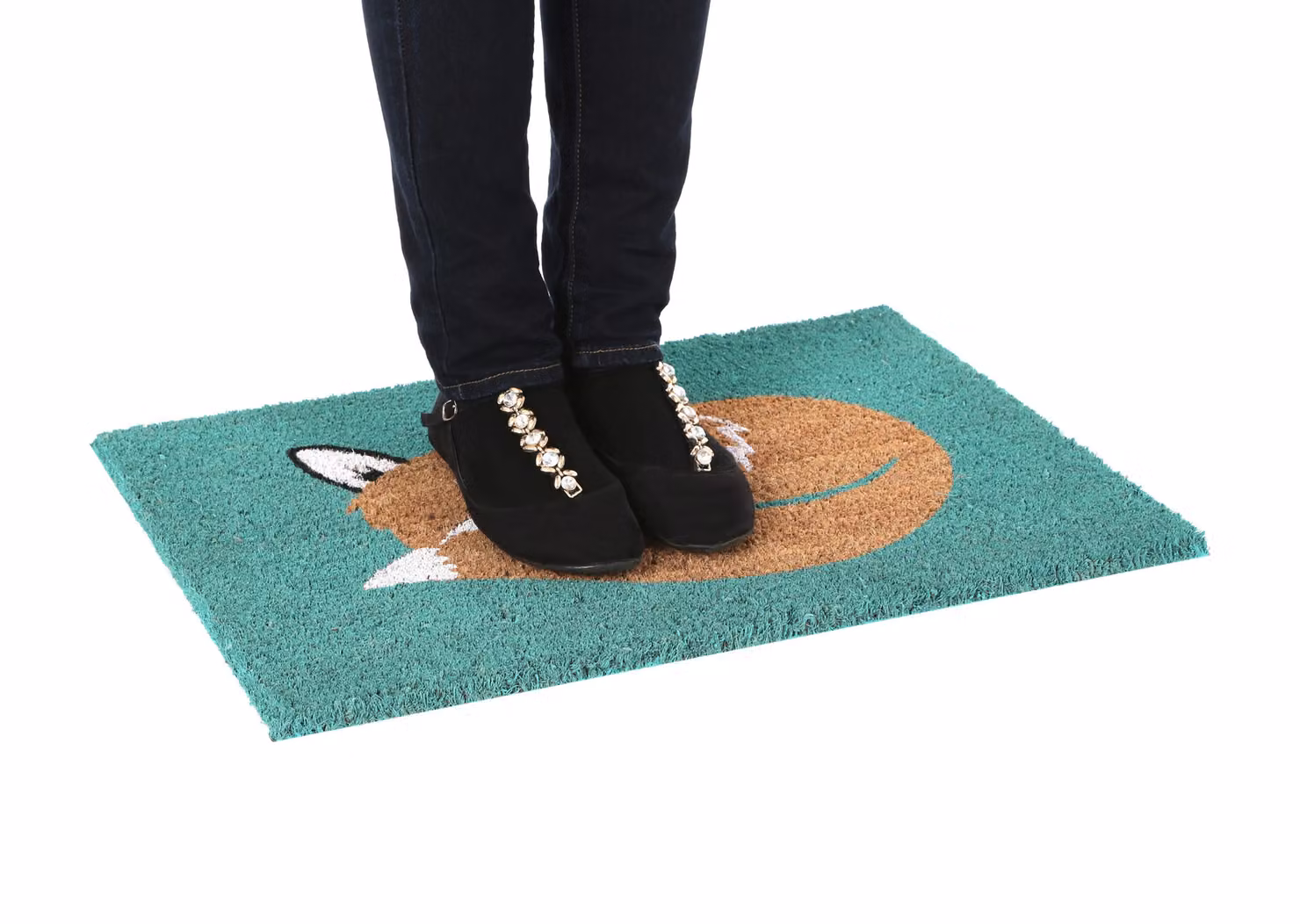 Orsina Fox Coir Doormat, Multicolour and Petrol, W: 60 cm, D: 40 cm, H: 2 cm – 6